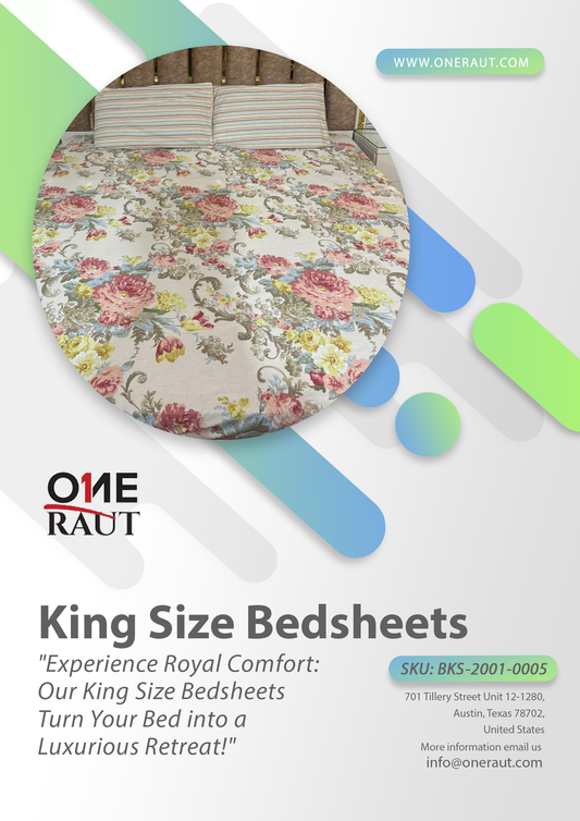 BKS-2001-0005 - Elegant King Size Bed Sheet Set – Pure Cotton with Pillow Covers