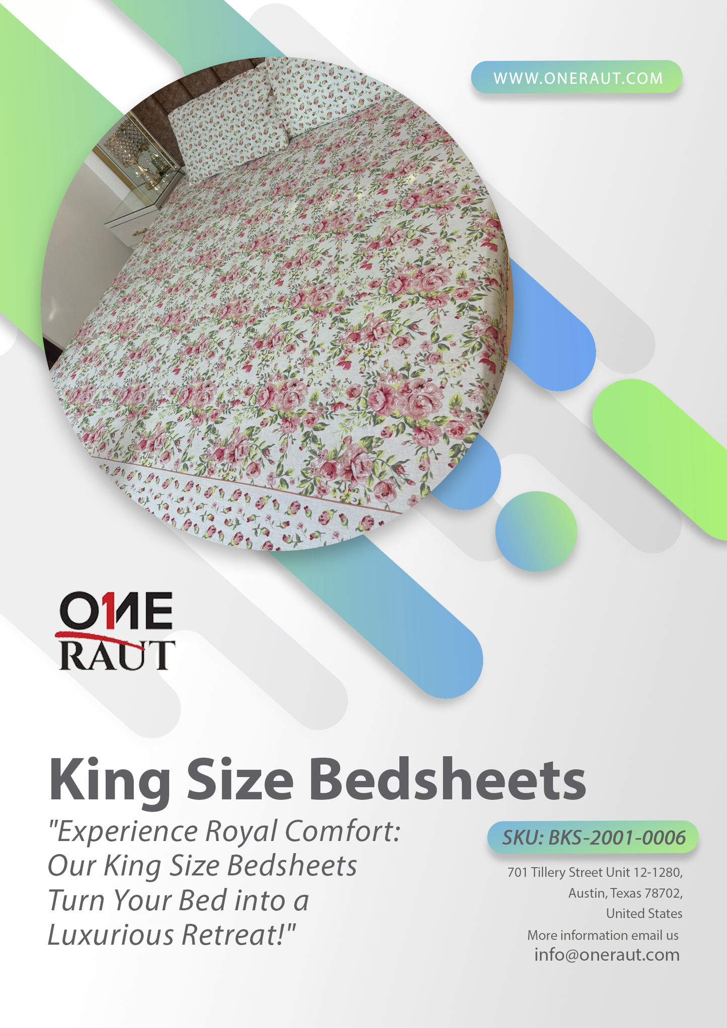 BKS-2001-0006 - Cozy Cotton King Bed Sheet Set with Two Pillow Covers