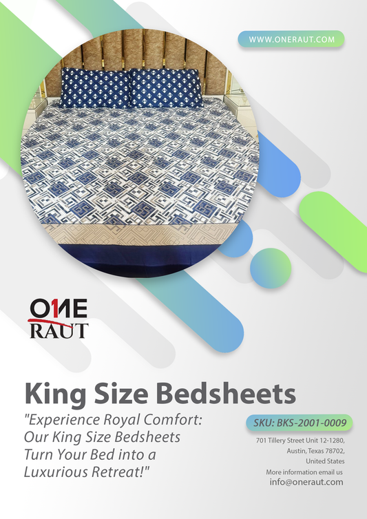 BKS-2001-0009 - Smooth & Soft Cotton King Size Bed Sheet Set with Pillowcases