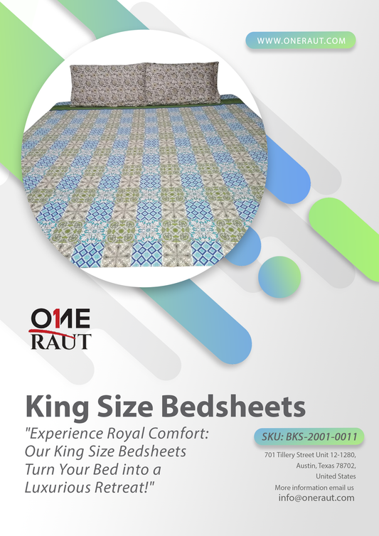 BKS-2001-0011 - Soft Touch King Size Cotton Bed Sheet Set with Pillow Covers