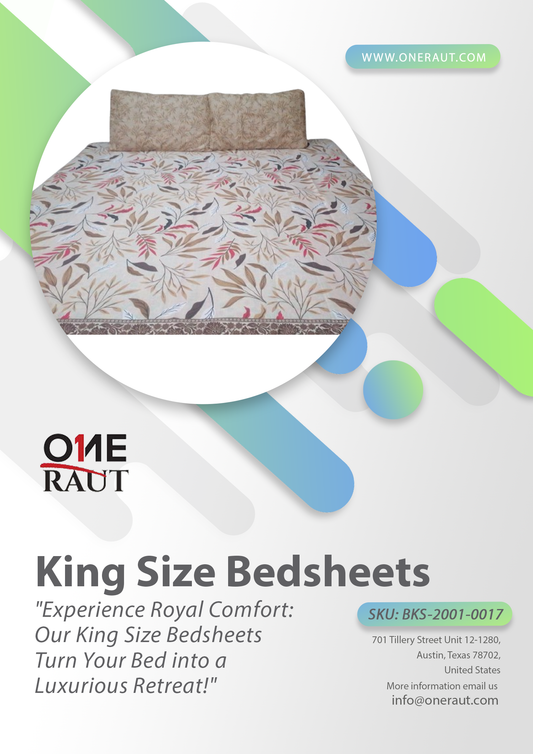 BKS-2001-0017 - King Size Bed Sheet Set – High-Quality Cotton with Pillow Covers