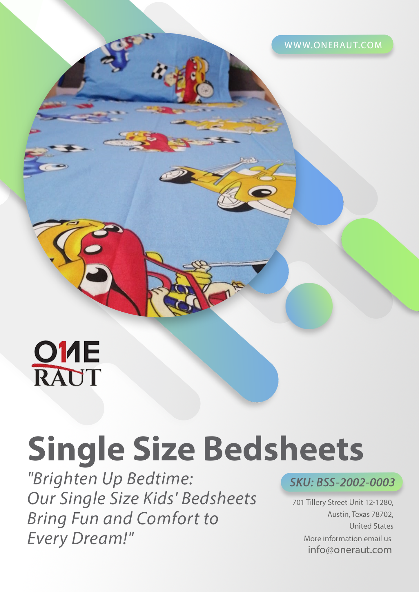 BSS-2002-0003 - Kids' Race Car Single Bed Sheet – Exciting Car Theme Design