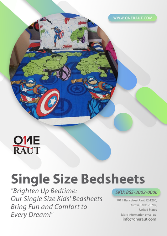 BSS-2002-0006 - Captain America & Hulk Single Bed Sheet for Kids – Superhero Adventure Theme