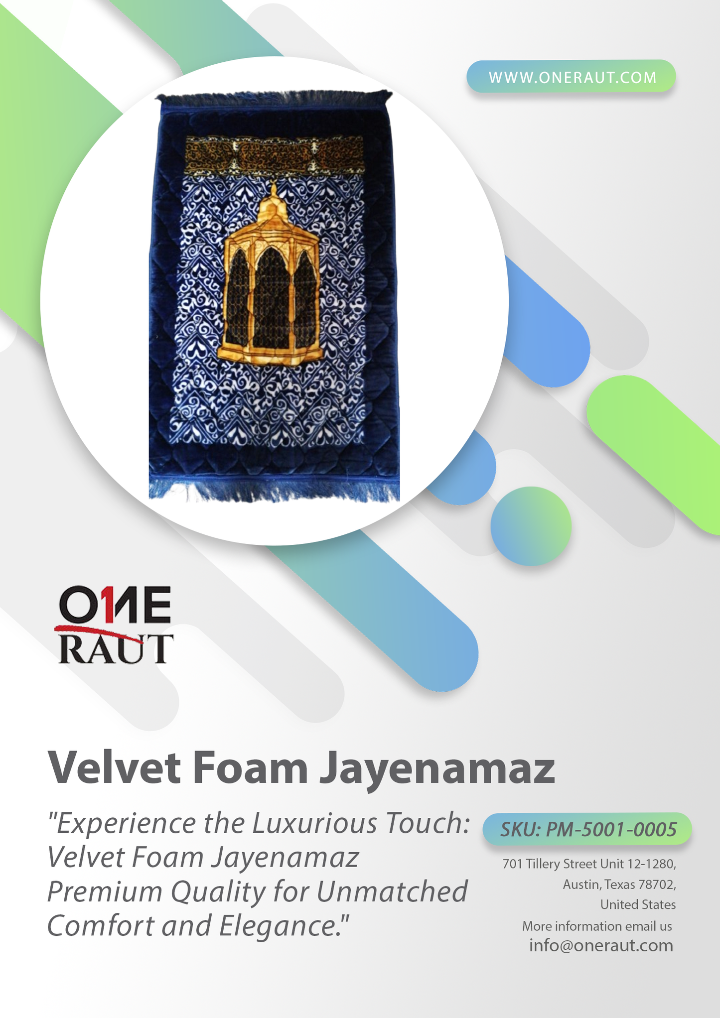 PM-5001-0005 - Comfortable Velvet Prayer Mat – Plush & Elegant